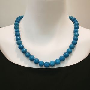 VINTAGE Blue Magnesite Chunky Beaded Collar Necklace Southwestern